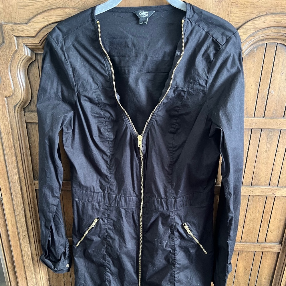 G by Guess, Black, Long sleeve, front zip-up dress